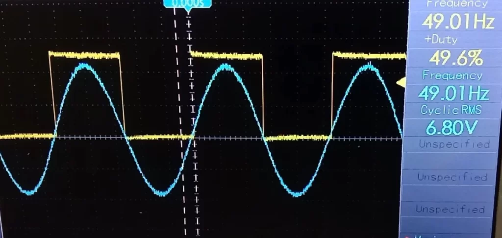 zero crossing detector output vs input with On-Chip Analog Comparator