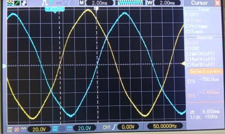 ESP32 3-Phase Inverter: Ph1 to Ph2 at 120 deg.