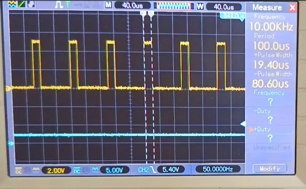 Waveform SPWM 10kHz ATmega328P afterISR optimization